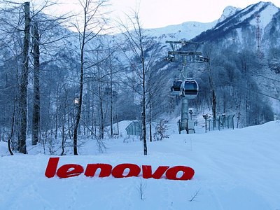 OOH. Lenovo trail branding @RosaKhutor branding lenovo logotype ooh outdooradvertising rosakhutor trail розахутор