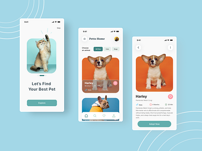 Petto Home | Pet Shop App animal app cat dog pet clean ui design design dog ecommerce pet store minimal pet petshop ui ui design ux visual design