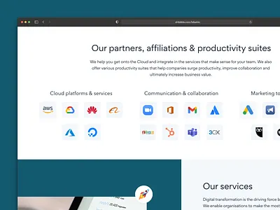 Partners & Affiliations branding branding and identity design design.blues landing page ui