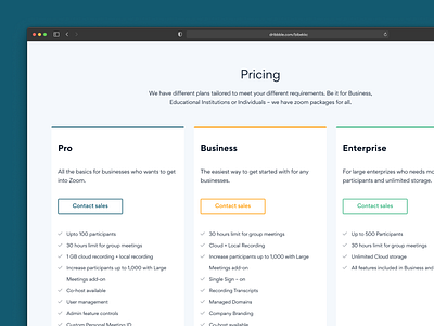 Pricing branding and identity design design.blues landing page pricing ui