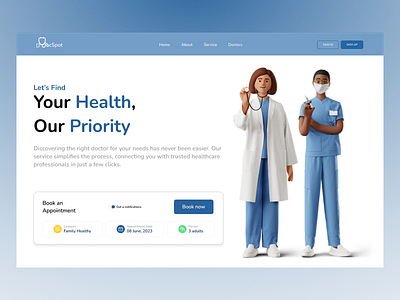 DocSpot Booking an Appointment web page app appointment book booking design digital doctor doctors health healthy nurses order ui uidesign ux uxdesign uxui web webpage website