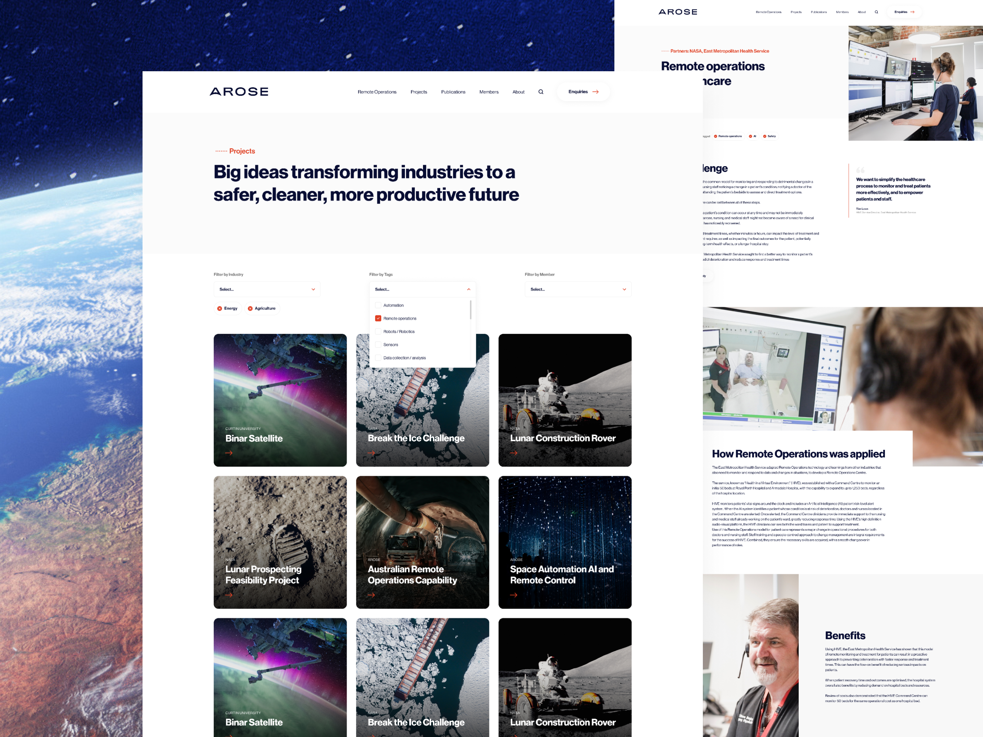 Remote space operations - website adaptative design australia design government landing page mobile mobile design remote operations responsive space ui ux ux design uxui webdesign website