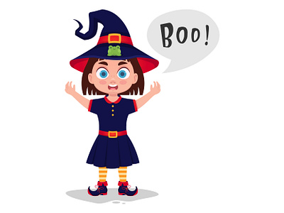 Cartoon girl in witch costume cartoon cartoon character character character design costume party design element development character frog girl girl drawing graphic design magic magic character pretty witch scare people vector illustration witch witch costume witch hat witchcraft