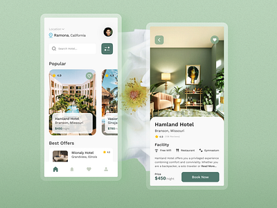 Hotel Booking App app booking clean clean ui design design hotel hotel app mobile ui online book reservation room travel trip ui