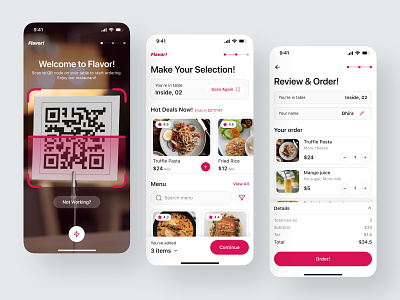 Flavor! - Customer Ordering App app customer food menu mobile order ordering ordering system point of sale pos pos app restaurant sale sales table book transaction ui ui design uiux