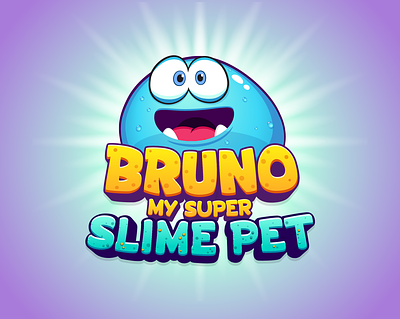 Bruno My Super Slime Pet Logo android bold brand identity creative branding design funny game identity illustration ios kids logo mobile pet phone virtual