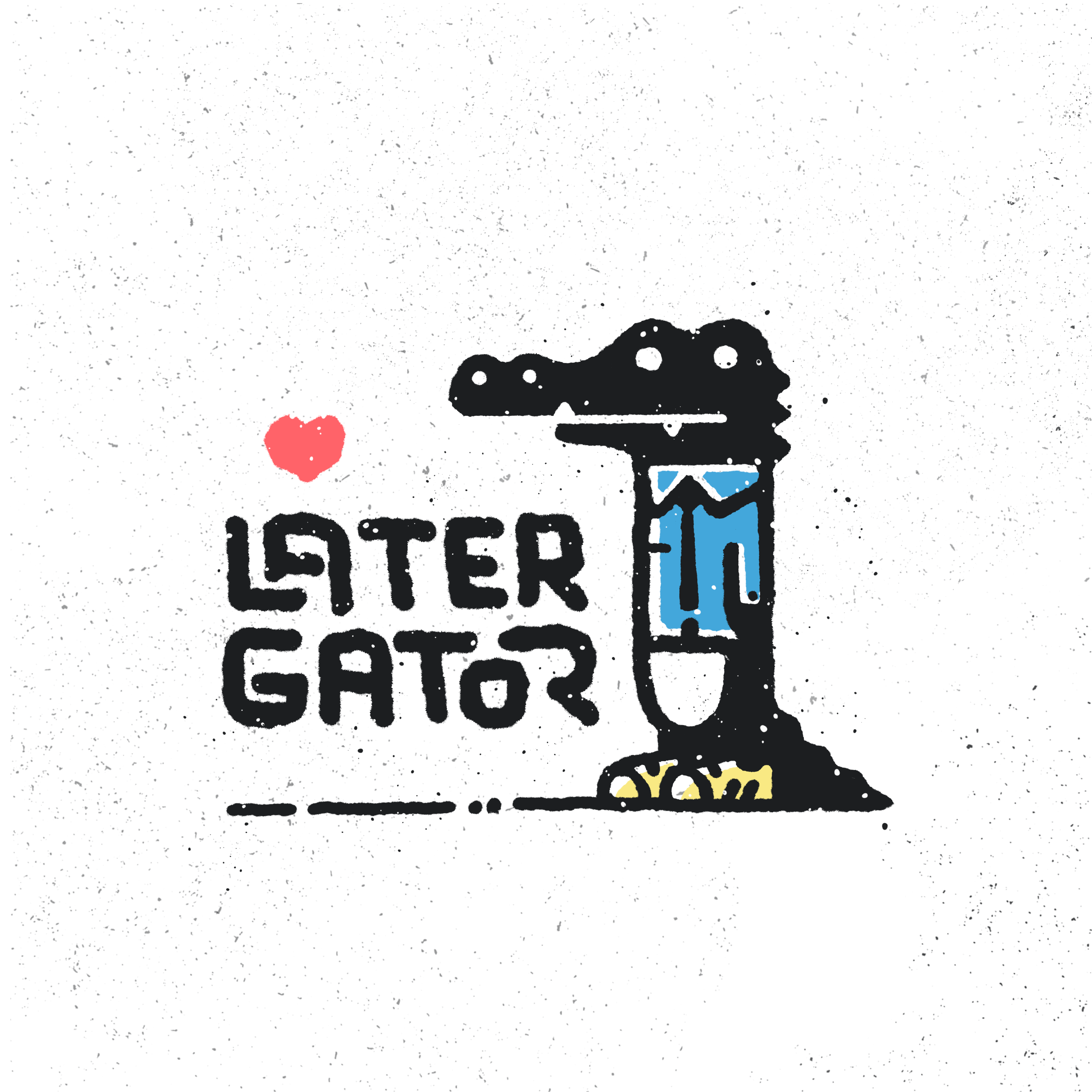 Later Gator alligator animal cold blooded cute gator goodbye hand drawn later gator lizard negative space reptile reptilian scales