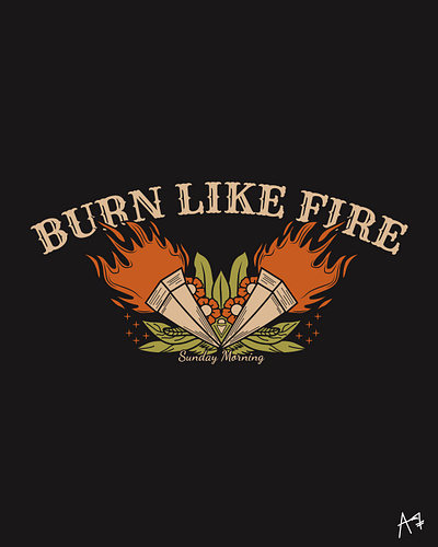 Burn Like Fire art illustration retro vintage