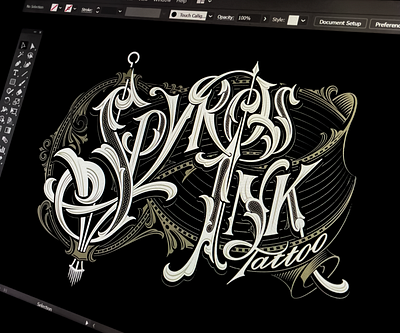 Spyros Ink Vector adobeillustrator branding design handdrawn inktattoo lettering logo logotype type typography vector victorian vintage