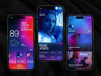 Network App for Creators app app design clean collaboration design expert gradient inspiration ios network profile style typography ui ui design ux visual