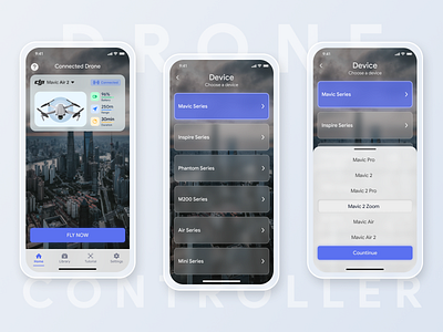 Drone Controller App: IOS/Android UI Designer android app application design drone ios mobile ui ux