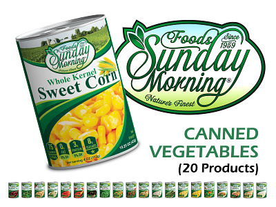 Sunday Morning Foods - Canned Vegetables brand identity branding canned food food food can food products label design labeling packaging usa