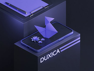 Duxica Logo | 3D Origami 3d 3d design 3d illustration 3d render 3dart 4rmvn abstract art artwork blender cinema4d design digital art graphic design illustration minimal render