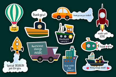 Business stickers animal branding business stickers car stickers cartoon cartoon stickers cartoon vehicle character design graphic design illustration logo rocket stickers ship stickers stickers design thank you stickers transport stickers transporter water