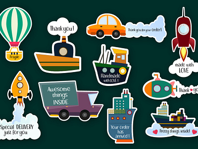 Business stickers animal branding business stickers car stickers cartoon cartoon stickers cartoon vehicle character design graphic design illustration logo rocket stickers ship stickers stickers design thank you stickers transport stickers transporter water