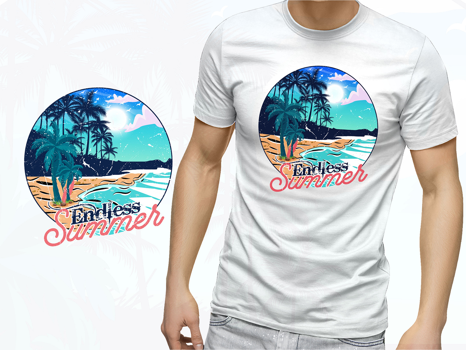 Endless summer beach t shirt print illustration by MD. WASIM AKRAM on
