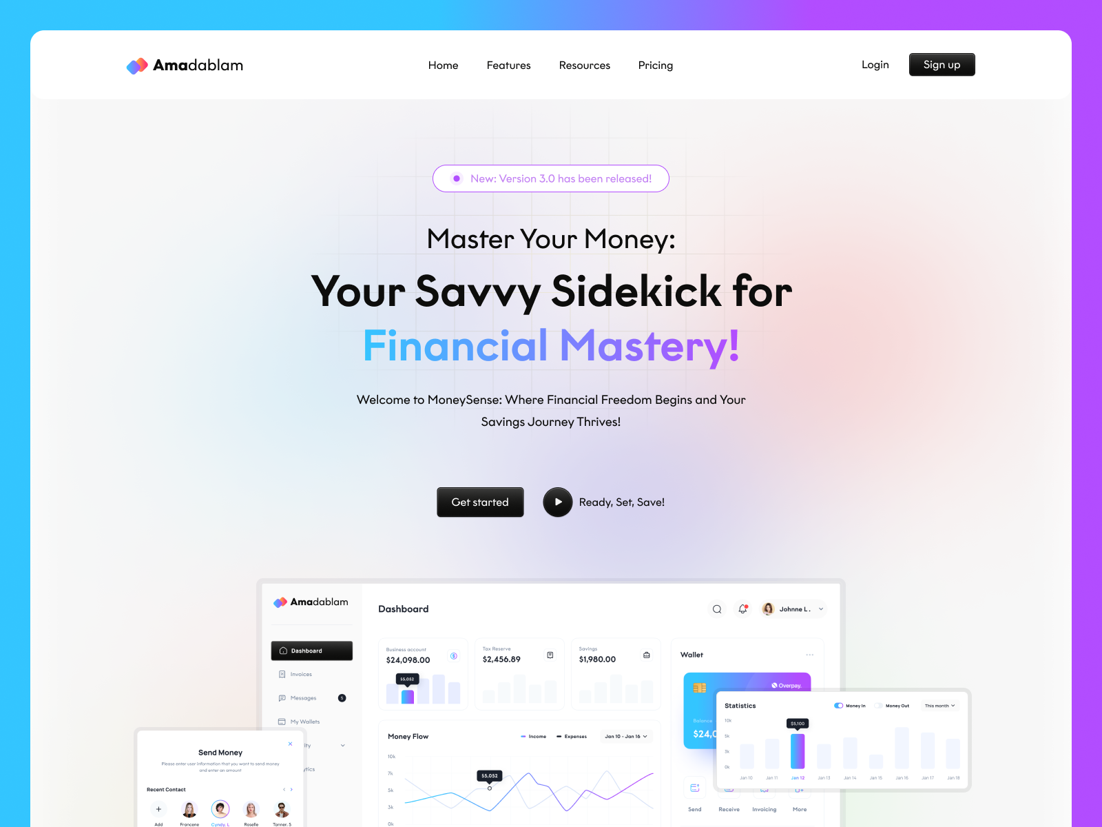 Hero Section - SaaS Landing page branding branding and identity design design.blues gradient header hero section landing page logo saas saas landing page ui website header