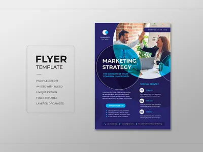 Marketing Strategy Template blue business circly cool design flyer flyertemplate marketing new professional promotion templatedesign