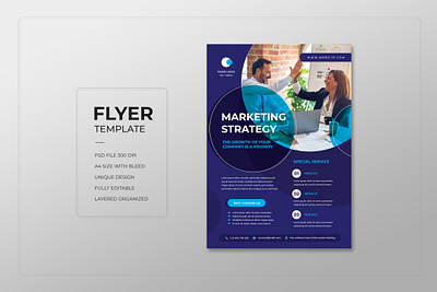 Marketing Strategy Template blue business circly cool design flyer flyertemplate marketing new professional promotion templatedesign