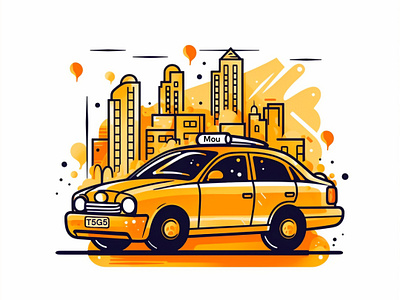 City Vibe Chronicles: The Captivating Yellow Taxi artinspiration car car vector cityoutline creativeexpression digitalart dribbble illustration taxi illustration taxiart urbanart vector