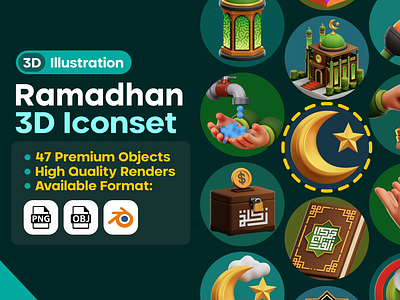 MHK Project Design : Ramadhan Set Icon Pack crescent moon design graphic design hand islamic mosque quran ramadan wash zakat