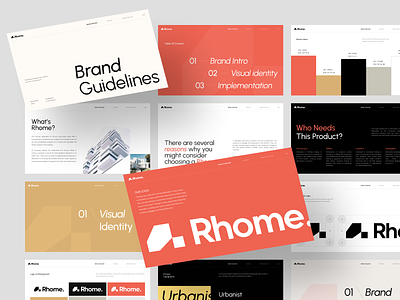 Rhome Real Estate - Brand Guidelines brand brand guide brand guidelines brand identity branding business guidelines home house identity logo logo design logo mark property property branding property business real estate real estate branding visual identity