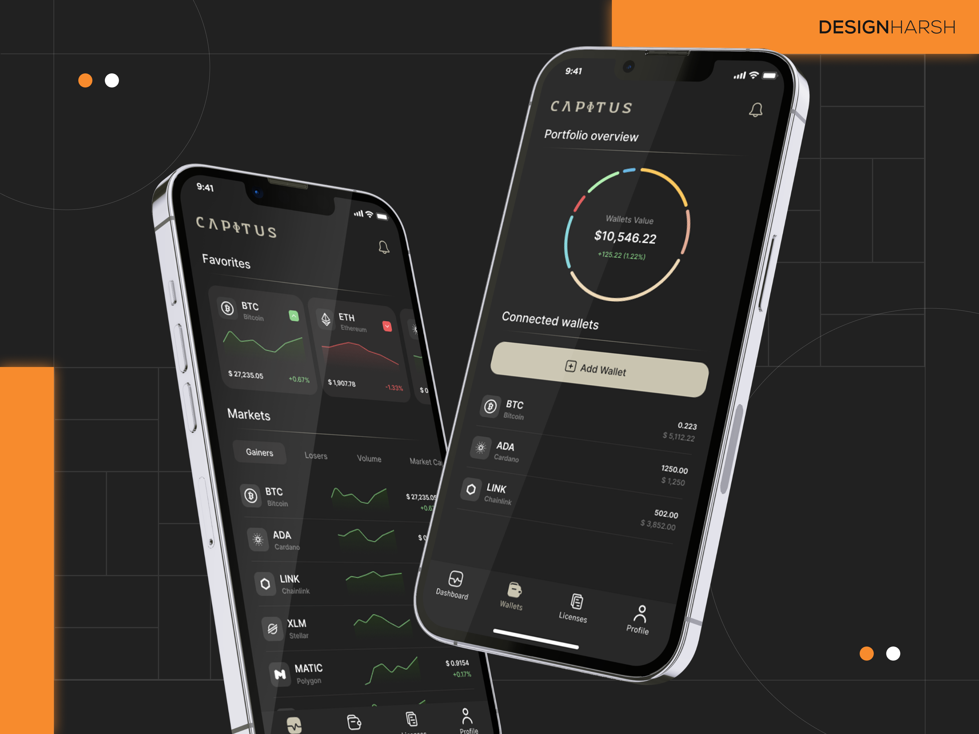 Crypto App UI Design - Capitus app design banner design brand identity crypto app design crypto ui logo design