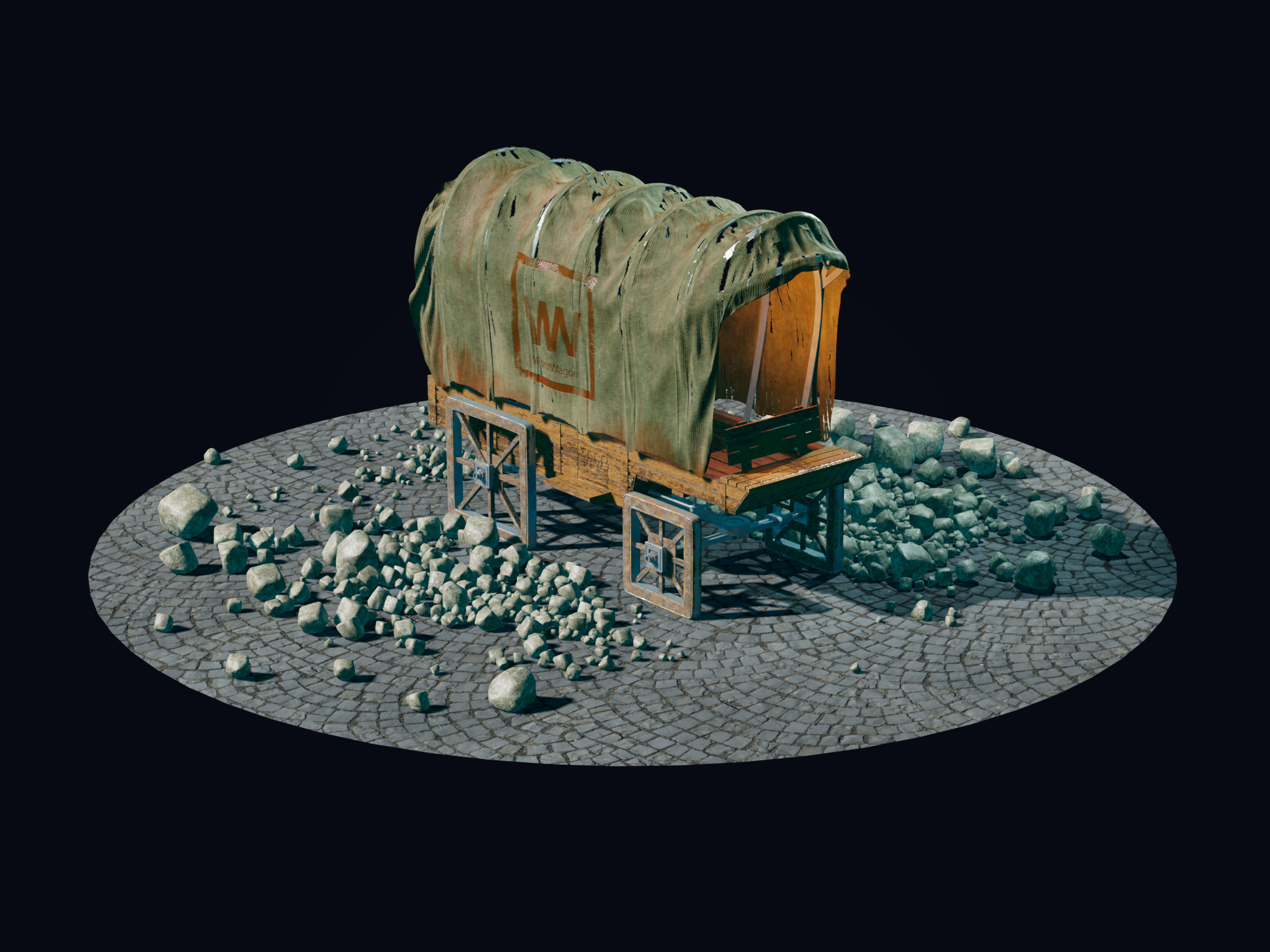 WorstWagon Turntable 3dillustration 3dmodel b3d blender3d cartoon vintage wagon western