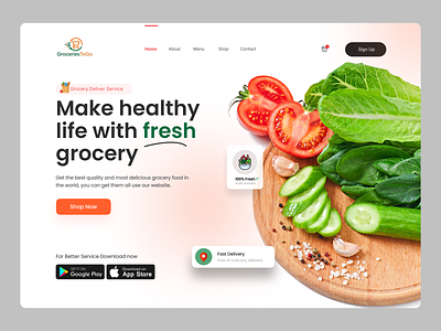 Grocery Landing Page Design UI app app website dashboard design design food appp food delivery food landingpage food website grocery website grocry landing page product designer restaurant design restaurant web restuarant landing page tazrin ui design ui designer uiux ux designer