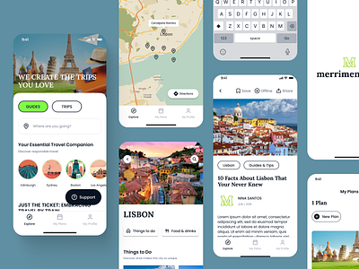 Merriment Trip Mobile app color design app graphic design illustration location map merriment trip mobile app mobile app mobile app design travel trip app trip mobile app ui