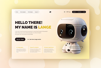 Landing about smart gadget that teaches you foreign languages concept design illustration inspiration landing midjorney site ui webdesign website