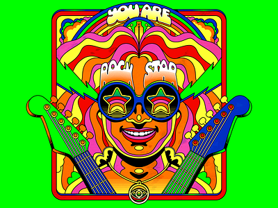 You are a ROCK STAR design illustration popart psychedelic retro sixties typography vector vintage