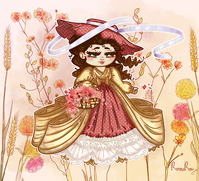 Corn Husk Doll - Flower Basket corn husk doll cute design doll fantasy flowers illustration stylized whimsical