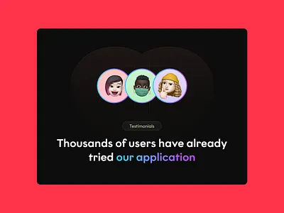 Testimonials design gradient heart landing page love pattern testimonials ui users website