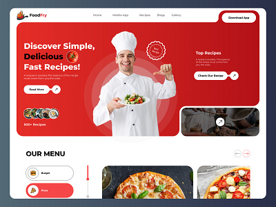 FoodFry - Restaurant Landing Page Design 🍕 clean cooking courier delivery app ecommerce website food and drink food delivery food delivery app food delivery service food order food website foodfry grocery health landing page minimal modern order restaurant website shop