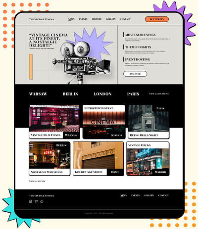The Vintage Cinema - Landing Page app branding design ui ux
