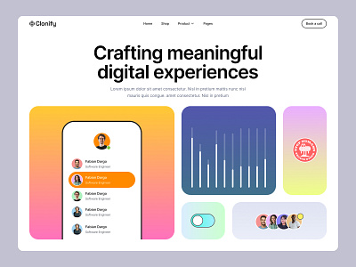 Headers — Clonify clean design figma ui ui kit ux web web design