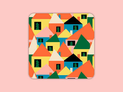 Cute Village Seamless Repeat Pattern Design cherbear creative cities houses illustration pattern vector village
