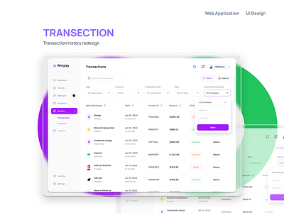 Financial Dashboard "Transaction History" UI app design banking dashboard branding dashboard design design figma design fintech web app graphic design interactive prototype money management payment dashboard prototype rafatulux saas design transection history ui ui ux design user journey map web app wireframe