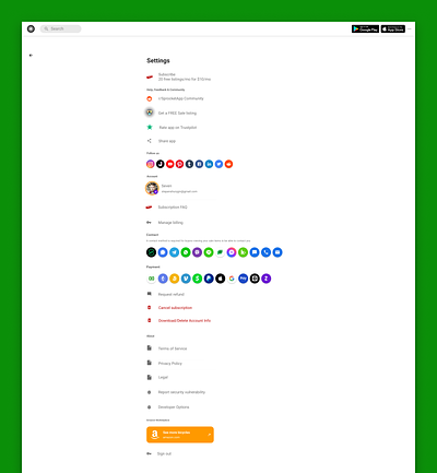 Sprocket Web Settings Redesign account bicycle bike button colorful configure contact intuitive pay redesign scroll settings sidescroll simplified social sprocket ui ux web website
