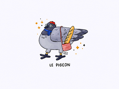 Le Pigeon baguette beret bird character fashion french funky illustration pigeon sparks style