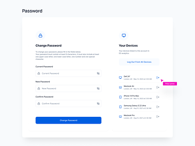 Change password | Devices change password create account creative design forgot password log out login design login form login page login screen register registration reset password signin signup sing in sing up ui uxdesign website design