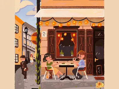Gamla Stan Cafe Animation 2d animation animation background art bistro cafe coffee gamla stan hand animated illustration