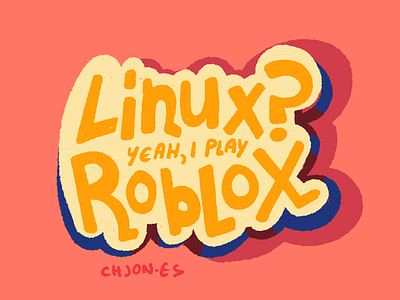 Linux? Yeah, I play Roblox! Sticker handlettering laptop sticker linux pink roblox sticker tech type typography word