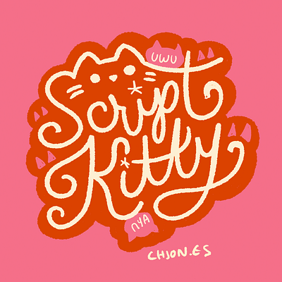 Script Kitty Sticker handlettering laptop sticker linux script kiddie script kittie small sticker typography