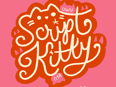 Script Kitty Sticker handlettering laptop sticker linux script kiddie script kittie small sticker typography