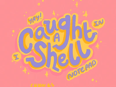 caught a shell in notepad sticker cute illustration laptop sticker linux sticker typography