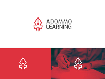 Adommo Learning | Rocket Pen Logo app branding design logo logo 2023 pen rocket rocket pen rocket pen logo