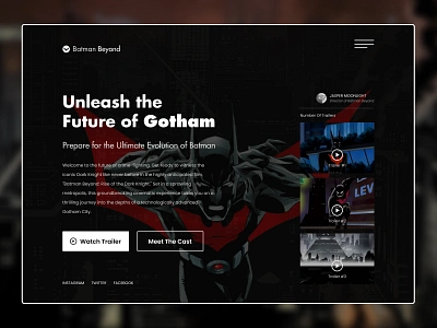 Batman Beyond Movie Landing Page Design batman future gotham herosection landingpage movie trailer ui ux web design