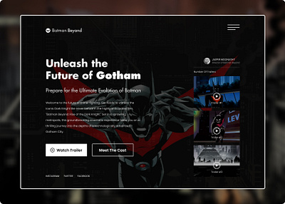 Batman Beyond Movie Landing Page Design batman future gotham herosection landingpage movie trailer ui ux web design